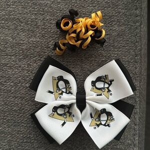 🎀🏒 NHL Pittsburgh Penguins Hockey Hair Bow Barrette Clip 🏒🎀